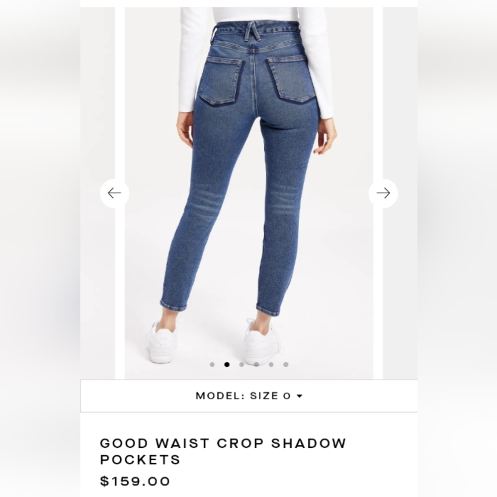 GOOD AMERICAN Good Waist Cropped Shadow Pocket Jeans size 2 ๐ - Picture 13 of 15